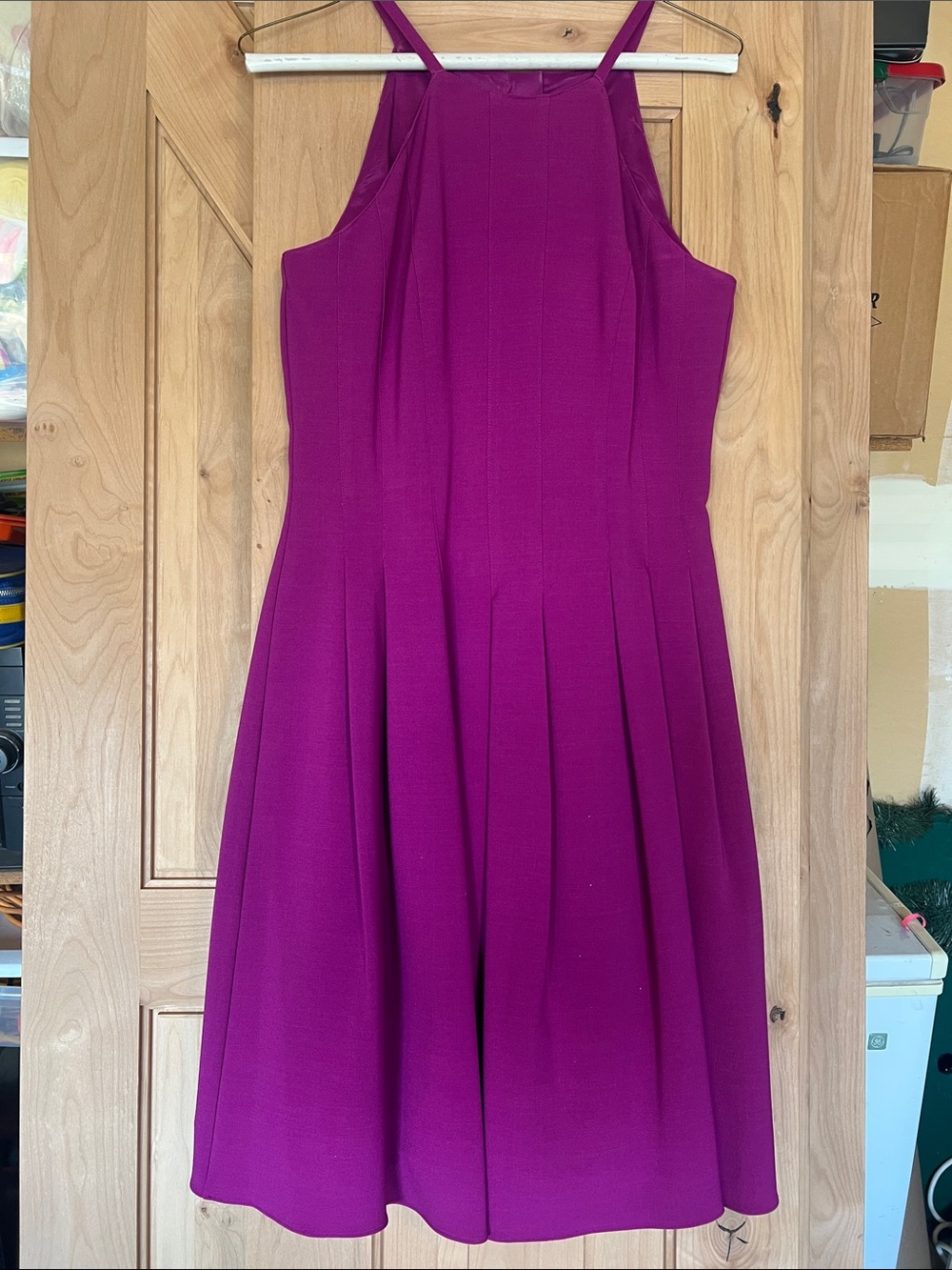 Adrianna Papell Sleeveless A-Line Midi Dress in Magenta